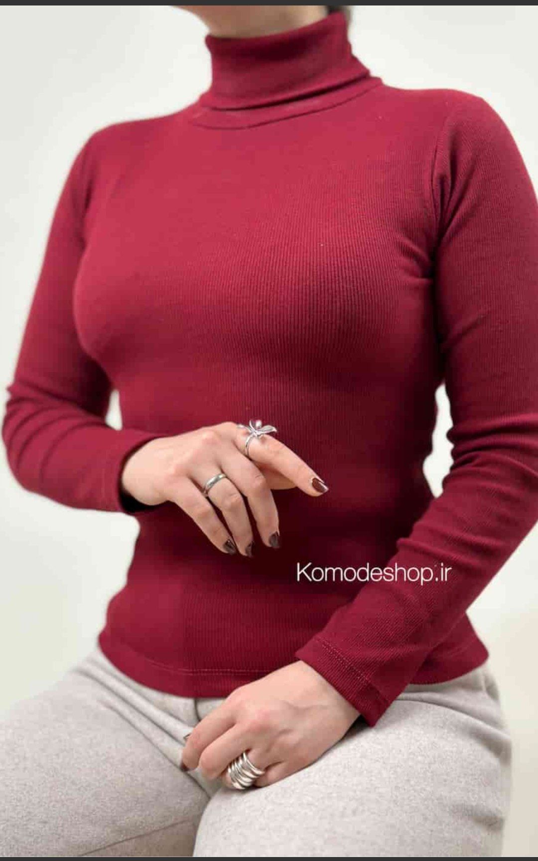 بلوز زنانه یقه اسکی جنس کبریتی