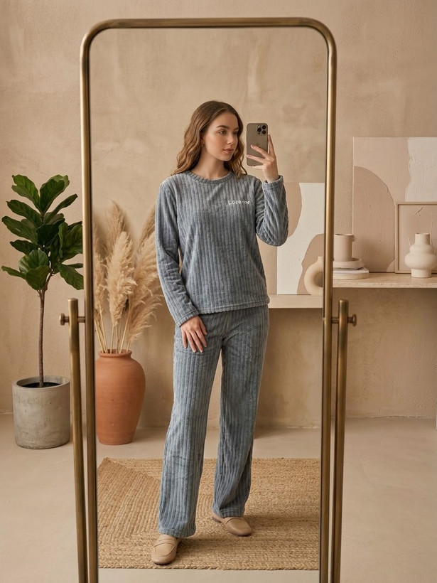 ست بلوز و شلوار زنانه تدی حوله ای وارداتی