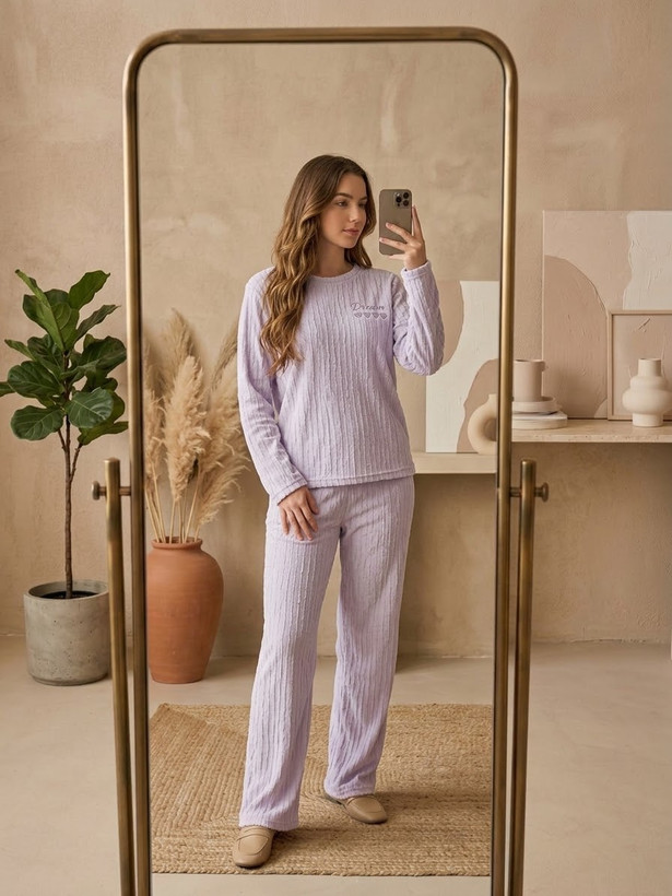 ست بلوز و شلوار زنانه تدی حوله ای وارداتی